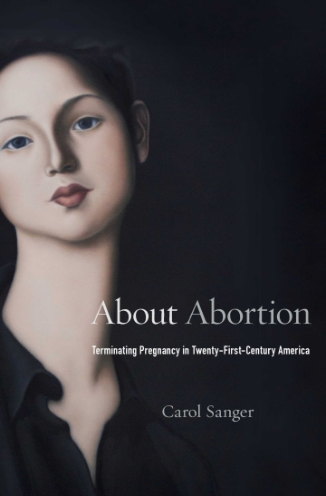 Book jacket with painting of a woman's face, titled "About Abortion"
