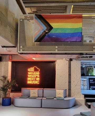 Office lobby with Pride Flag